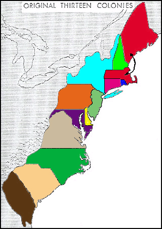 The 13 Colonies Of America Clickable Map