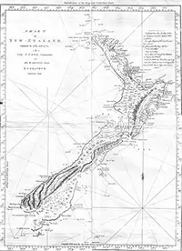 New Zealand map by Captain Cook