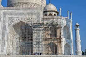 Taj Mahal with scaffolding