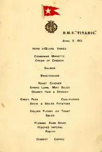 Titanic first meal menu