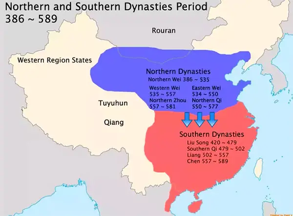 Northern and Southern Dynasties map