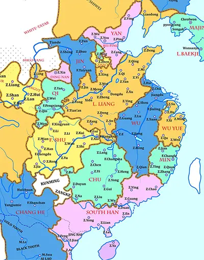 China 10 Kingdoms map
