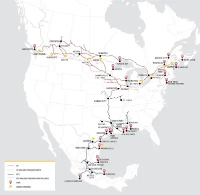 Canadian Pacific Kansas City railway map