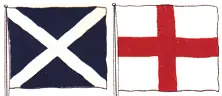 English flag and Scottish flag