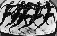 Greek men running