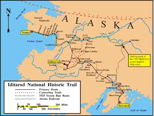 Iditarod map both routes