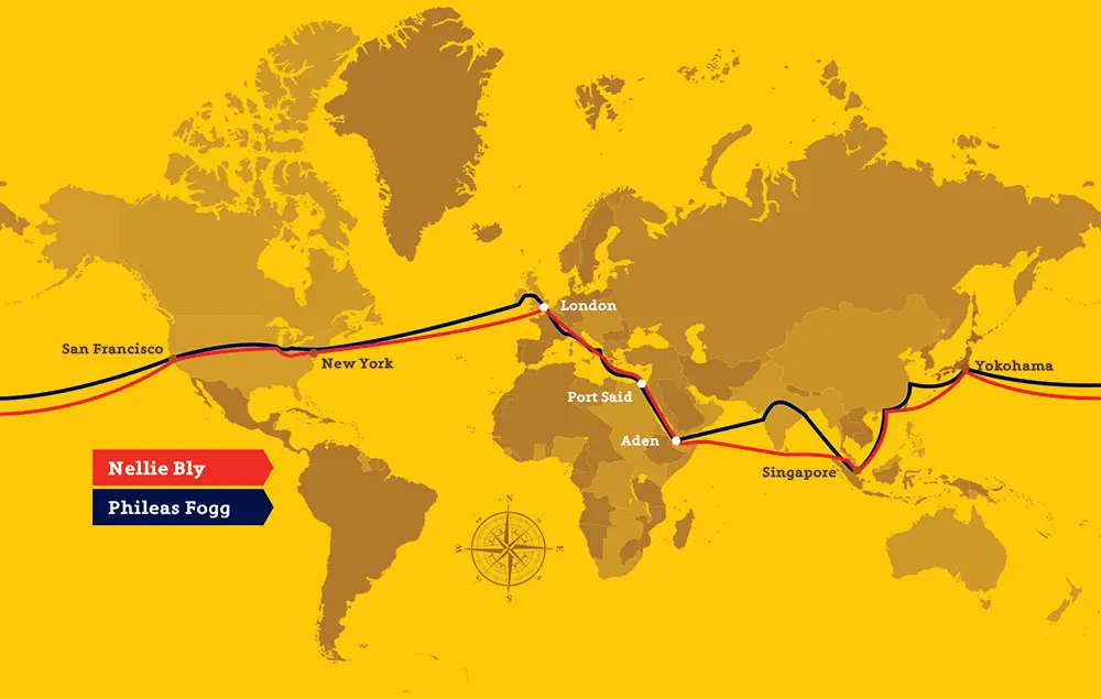 Nellie Bly trip map