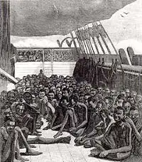 Slaves on deck of a slave ship
