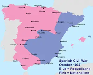 Spanish Civil War map October 1937