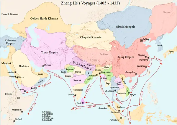 Zheng He voyages map